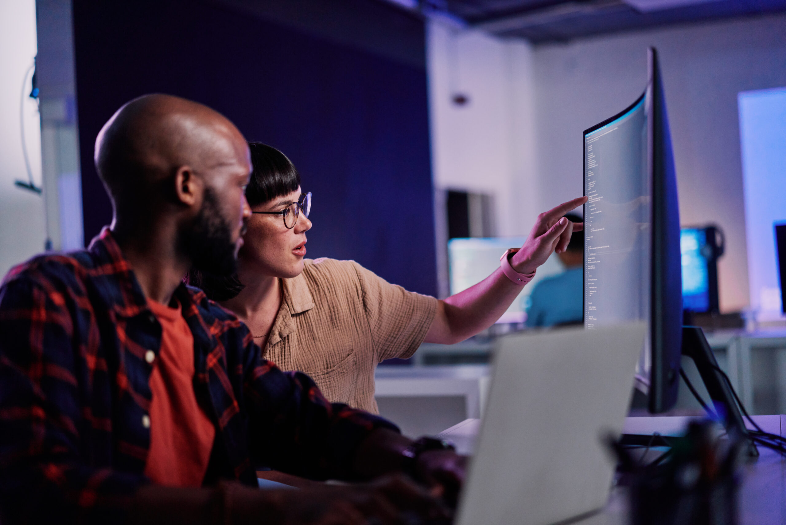 computer in software or application development at office.